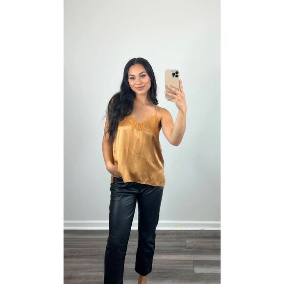 Cami NYC Racer Charmeuse Cami Tank Top in Butterscotch Medium Pullover Lace Trim - Picture 1 of 6